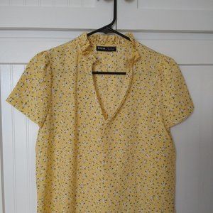Shein yellow capped-sleeved light-weight shirt with v-neck